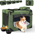 Extra Large Dog Crate with 2 Foldable Bowl, 36 Inch Collapsible Travel Dog Crate Kennel with Soft Blanket for Medium Dogs,Indoor & Outdoor (36" L x 25" W x 25" H, Green)