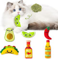 L1rabe Mexican Catnip Stuffed Toys - Hispanic Heritage Month 6Pcs Funny Cat Toys for Cat Lovers Gifts, Carnival Sause Avocado Indoor Kitten Chew Bite Kick Interactive Pet Supplies Kitten Birthday Gift