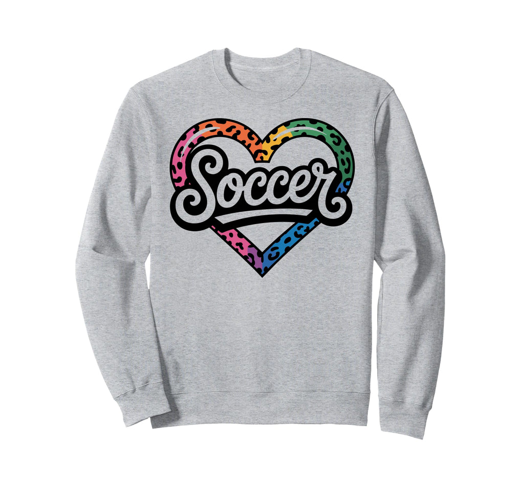 Soccer Watercolor Leopard Heart Sweatshirt - Novelty Apparel Men Women