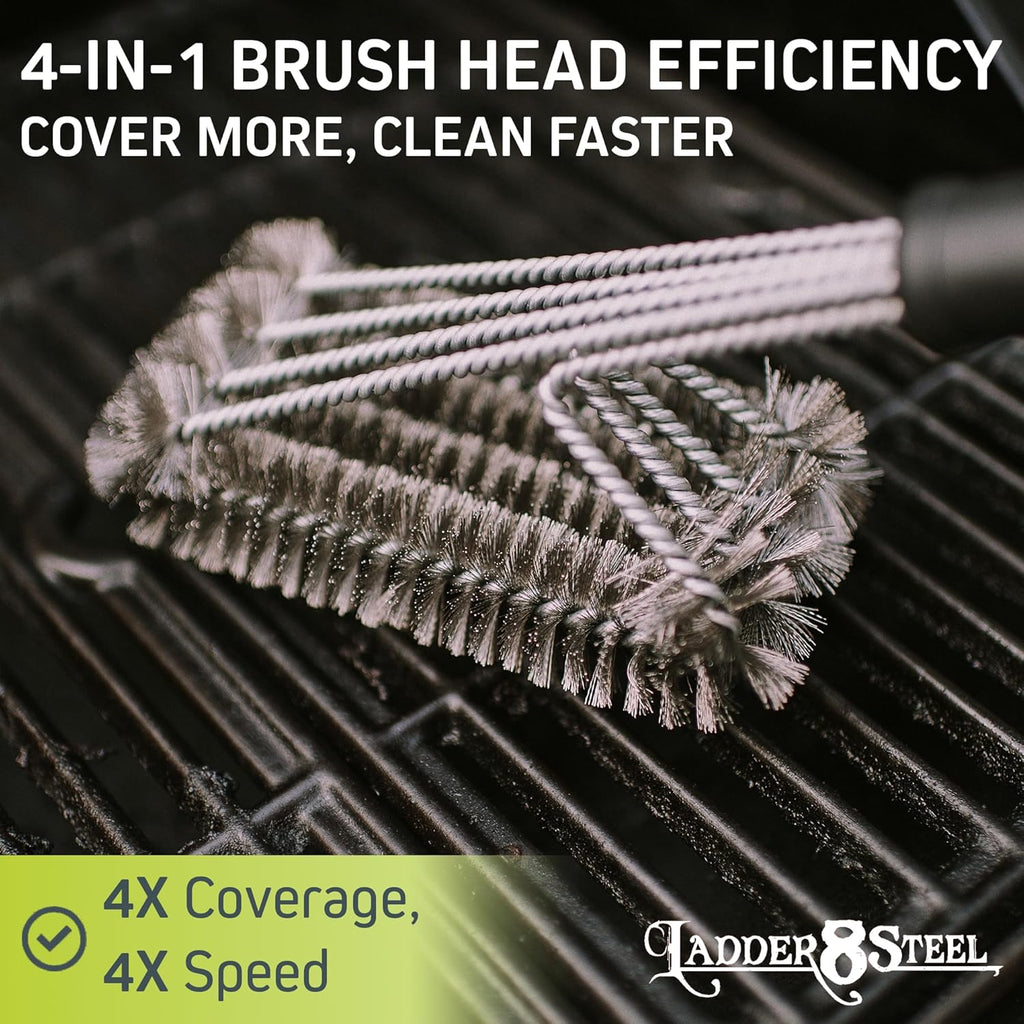 Heavy Duty Grill Brush for Outdoor Grill – Safe Grill Brush Designed by Firefighter | Barbecue Grill Brush & BBQ Brushes for Grill Cleaner | Durable & Safe for All Grates