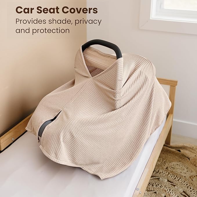 Konssy Nursing Cover for Breastfeeding, Soft & Breathable Privacy Poncho, Multi-Use Feeding Shawl, Comfortable & Portable Breastfeeding Cover for Women (Beige)