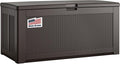 Rubbermaid Extra Large Resin Outdoor Storage Deck Box (134 Gal), Weather Resistant, Brown, Deck Organization for Home/Backyard/Pool Chemicals/Toys/Garden Tools/Porch/Patio Cushions