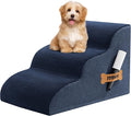 Romrol Dog Stairs Ramp for High Beds Couches, High Density Foam Pet Steps with Durable Non-Slip Waterproof Fabric Cover, Dog Stairs for Small Dogs or Cats or Pets, 3-Step,15 Inch,Navy