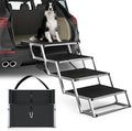 Extra Wide Dog Stairs for Large Dogs, Foldable Dog Ramp for Car with Non-Slip Surface, Dogs Stairs for Cars, High Beds, Truck, Supports up to 250 lbs, 4 Steps