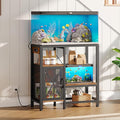 20-37 Gallon Fish Tank Stand, Aquarium Stand with Power Outlet and Storage Cabinet, Heavy Duty Tank Stand Suitable for Turtle Tank, Reptile Terrarium, for Home Office, Rustic Brown FTHR40E01