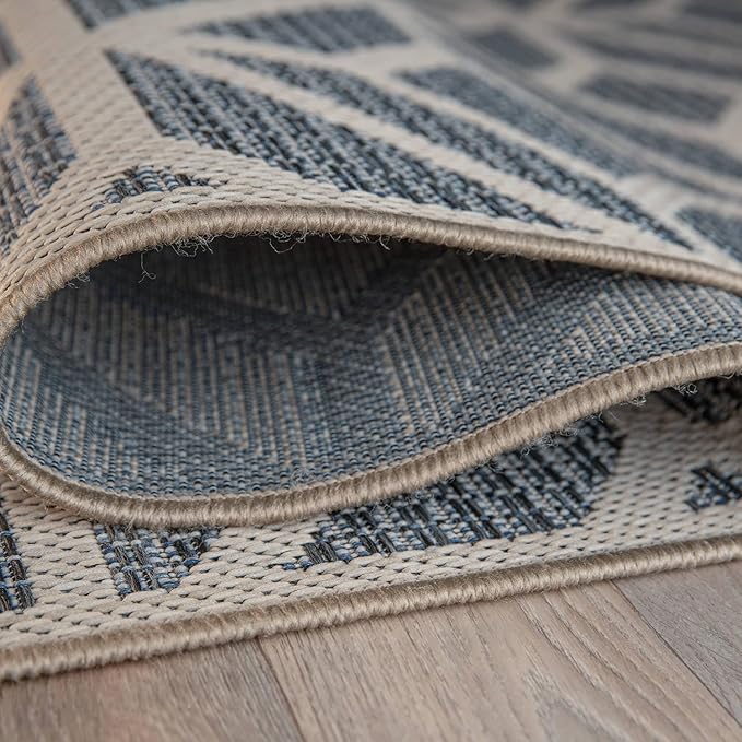 Rugshop Contemporary Geometric Indoor/Outdoor Runner Rug 2' 3" X 10' Blue