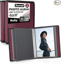 Dunwell Small Photo Album 4x6 (2-Pack, Ruby), Mounting Paper, 4 x 6 Photo & Art Portfolio Presentation Binder, 24 Sleeves Display 48 Pages, Professional Mini Picture Book for Artwork, Postcards