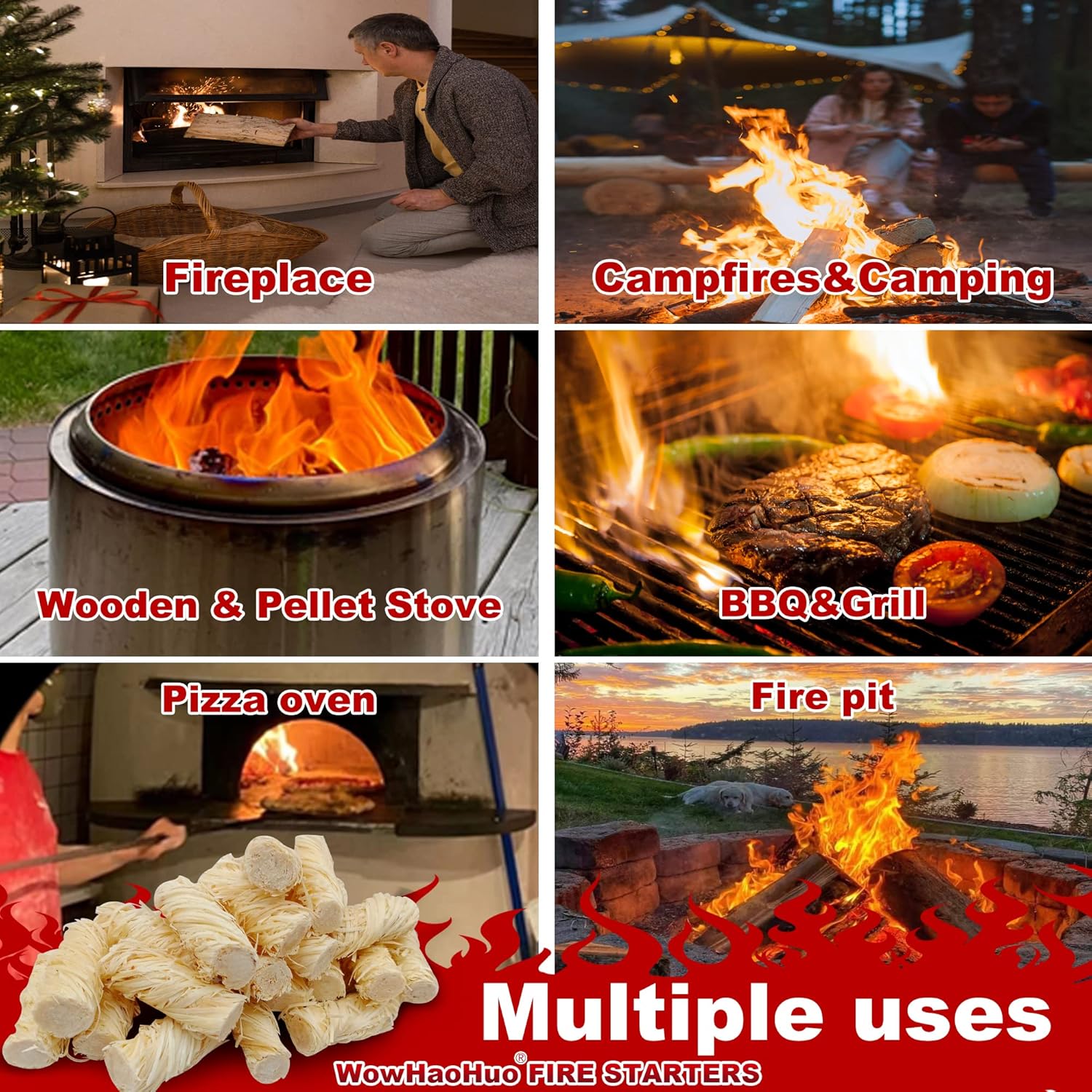 165Pcs Fire Starters for Fireplace, Campfire, BBQ, Grill Starter - All-Weather Firestarter - Charcoal Starter for Indoor and Outdoor