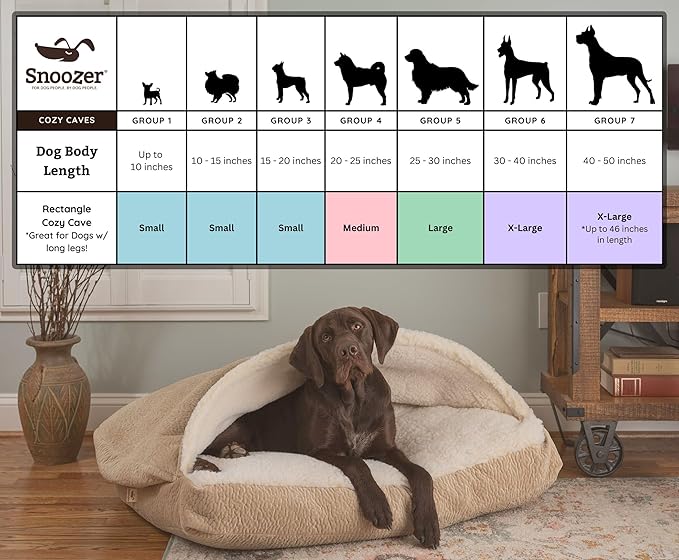 Snoozer Pet Products Luxury Rectangle Cozy Cave, Wag Collection, Medium, Pedigree Storm