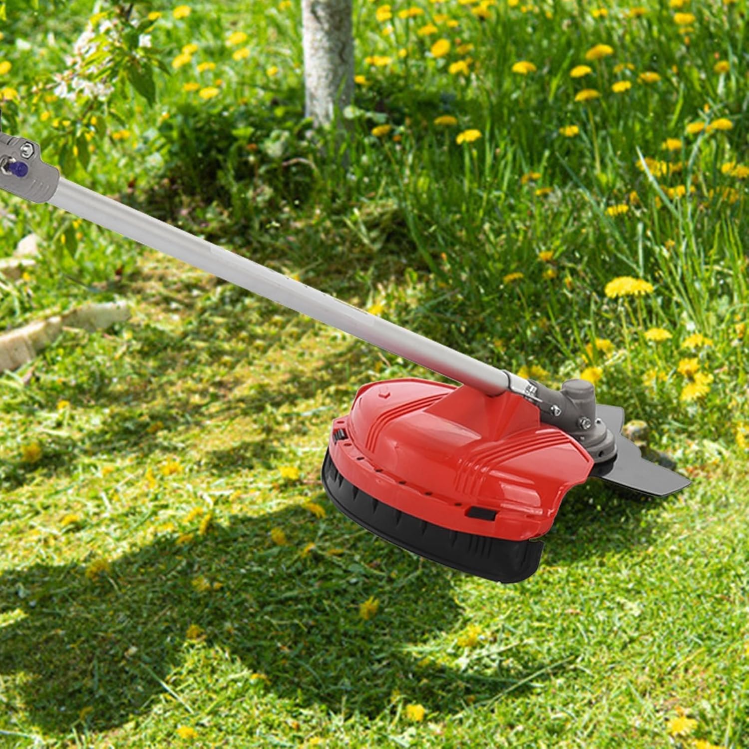 52cc 2-Stroke Weed Eater Gas Powered, 2 in 1 Gas Brush Cutter, String Trimmer and Gas Weed Wacker Hedge Edger Trimmer for Weeds and Grass, Strong Powerful Full Guard Accessories Red