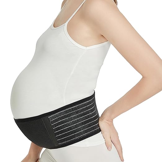 NeoTech Care Adjustable Maternity Belt - Light and Breathable Pregnancy Belly Support Band for Pregnant Women (Black, Extra Large Size)