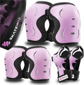 SKATEWIZ Skating Protective Gear Adults & Kids [6pc] incl. Knee Pads, Elbow Pads Wrist Guards for Roller Skating & Skateboarding