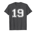 Number 19 Varsity Distressed Sports T-Shirt - Fun Novelty Design Unisex