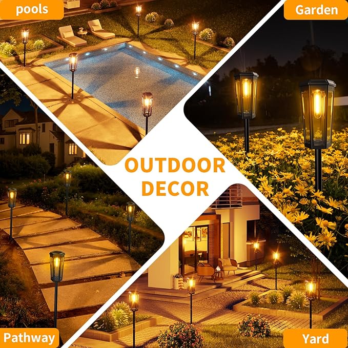 KINKAI Solar Pathway Lights Outdoor - 6 Pack Solar Garden Lights Driveway Light Landscape Lighting for Outside Walkway Patio Sidewalk Yard (Warm Light)