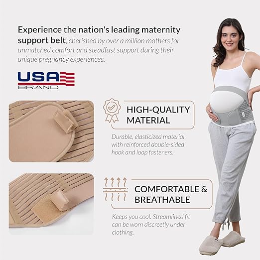 NeoTech Care Pregnancy Support Maternity Belt, Waist/Back/Abdomen Band, Belly Brace (Size M, Grey Color)