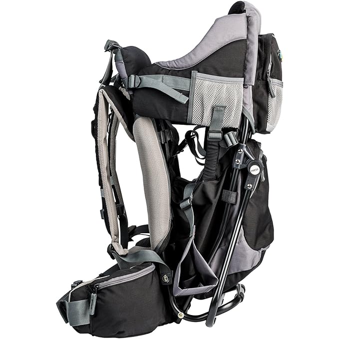ClevrPlus Canyonero Camping Baby Backpack Hiking Kid Toddler Child Carrier with Stand and Sun Shade Visor, Black