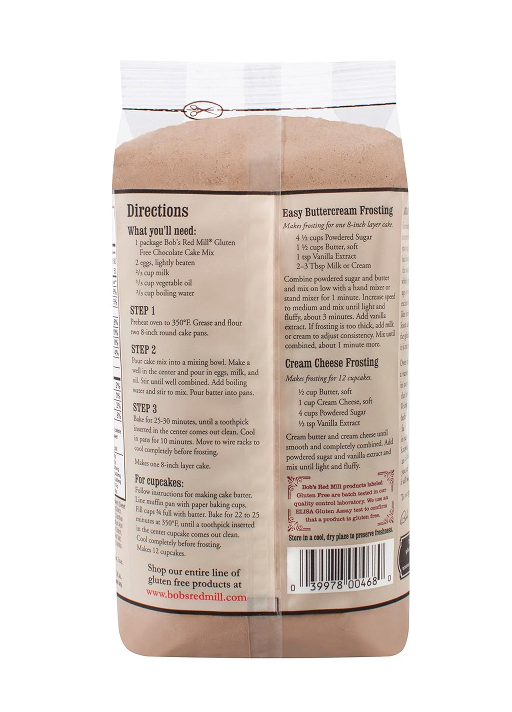 Bob's Red Mill Gluten Free Chocolate Cake Mix, Pack of 4, 16 Oz. Each