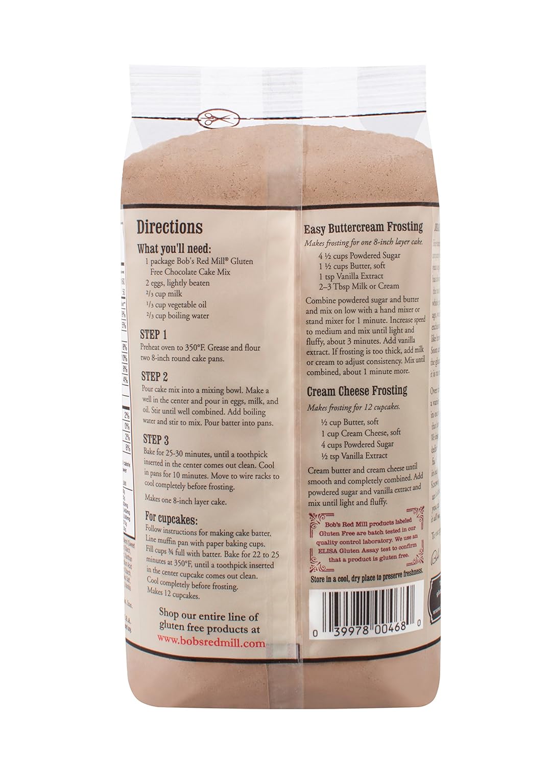 Bob's Red Mill Gluten Free Chocolate Cake Mix, Pack of 4, 16 Oz. Each