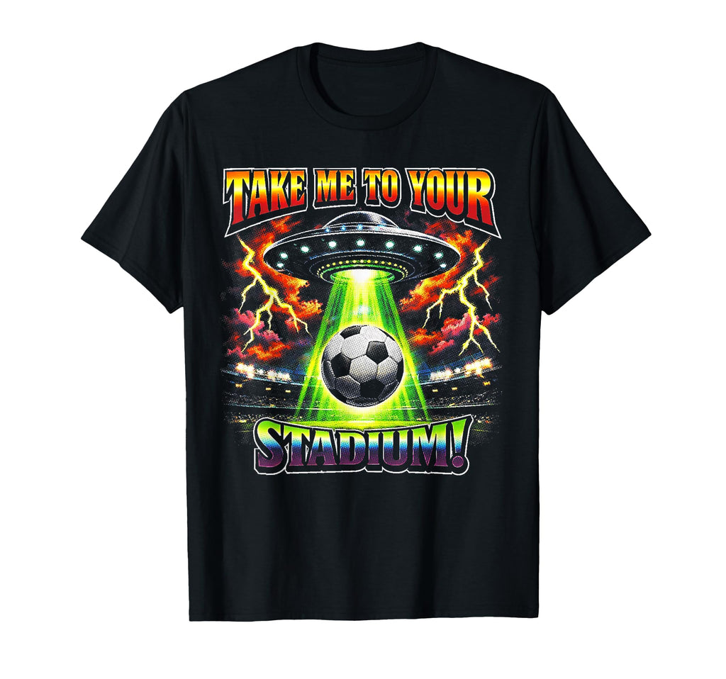 90S Soccer Alien Ufo Funny Soccer T-Shirt - Aesthetic Graphic Unisex