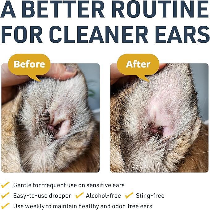 Veterinary Formula Clinical Care Ear Therapy, 8 oz. – Cat and Dog Ear Cleaner – Helps Soothe Itchiness and Clean The Ear Canal of Debris and Buildup