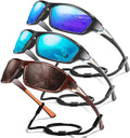 3 Pack Polarized Sports Sunglasses for Men, Mens Sunglasses Wrap Around UV400 Protection for Cycling Fishing Driving