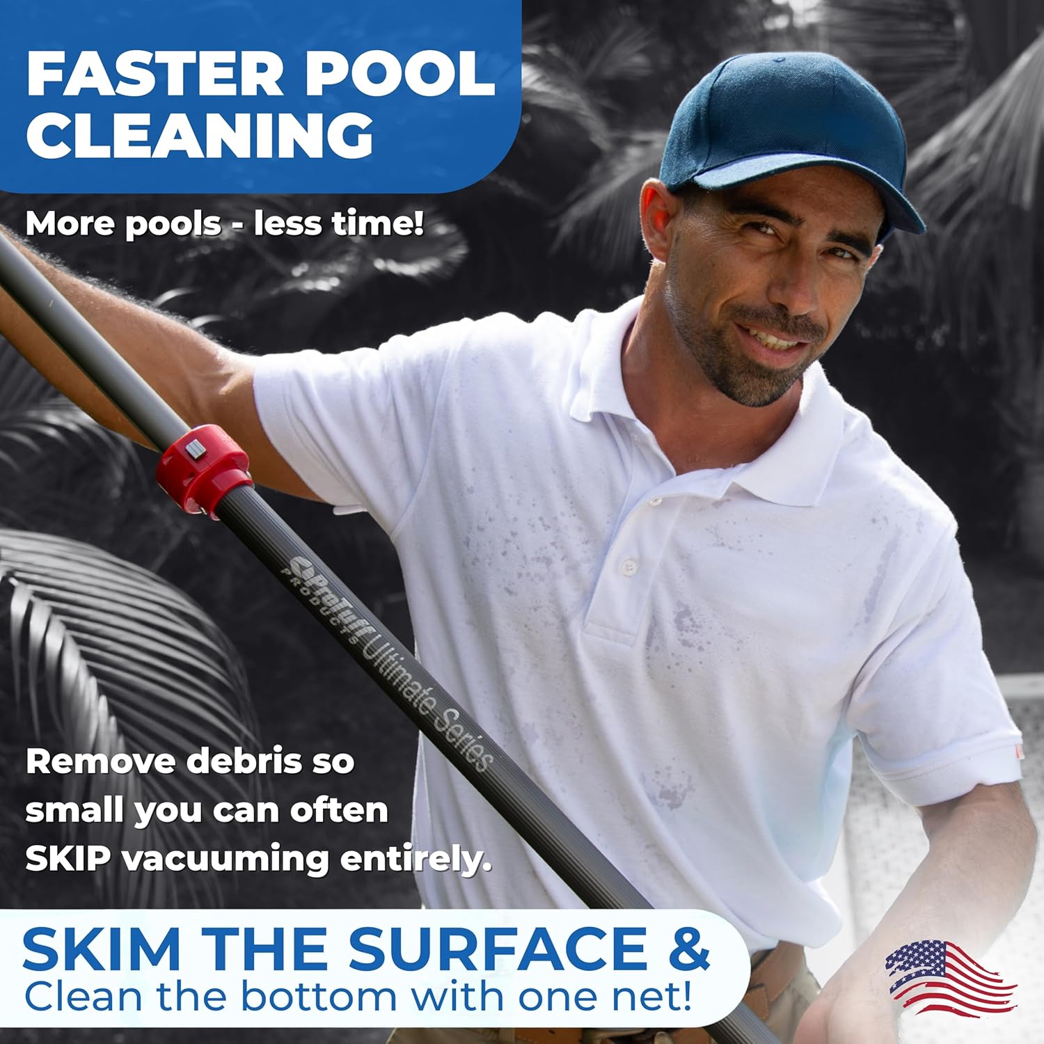 ProTuff 17" Silt Net Pool Skimmer for PROS – “490 Promise” Unlimited Unconditional Replacement – Ultra-Durable Ultra Fine Net for Silt – Heavy-Duty Aluminum Frame, EZ-Clip & Deep Bag for Cleaning