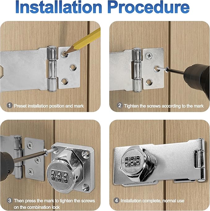 Password Rotary Hasp Locks,Silver 1 Pack Cabinet Locks with Combination,Keyless Security Latch for Sliding Barn Door, Gate, Small Door, Closet, Drawers