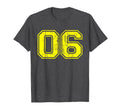 Number 06 Six Varsity Distressed Sport T-Shirt - Novelty Apparel Unisex