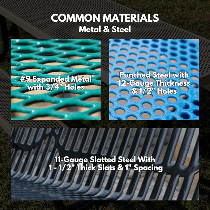 GreenHaven Gardens Heavy-Duty 4 Ft Punched Steel Outdoor Bench, Textured Copper