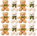 HyDren 12 Pack Bear Stuffed Animals 10 Inch Operation Christmas Bulk Items Small Bear Party Favors Plush Toys for Baby Shower Centerpiece Christmas Birthday Gifts(White, Light Brown)