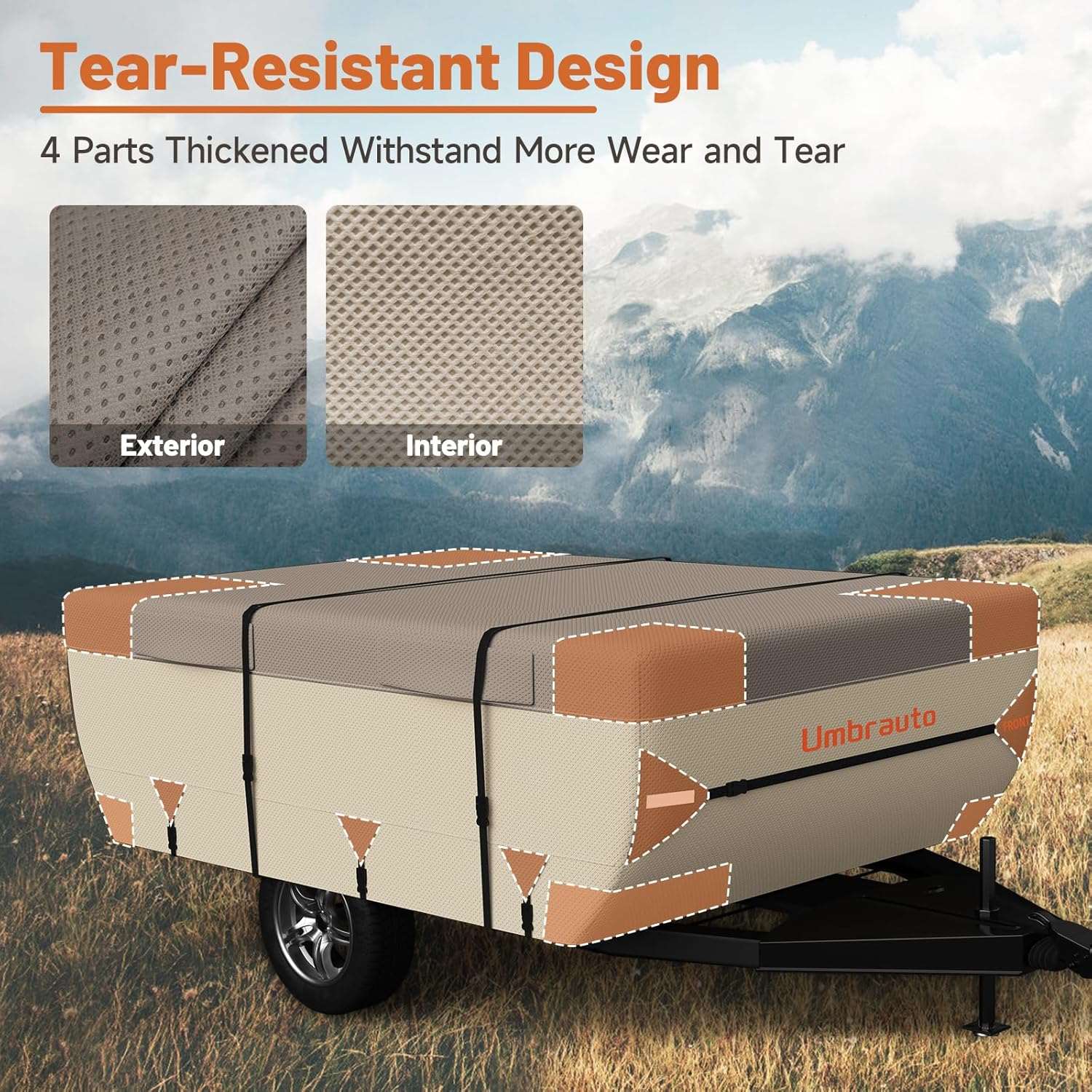 Umbrauto Pop Up Folding Camper Cover Upgraded 7 Layers Top 3 Layers Side,Khaki