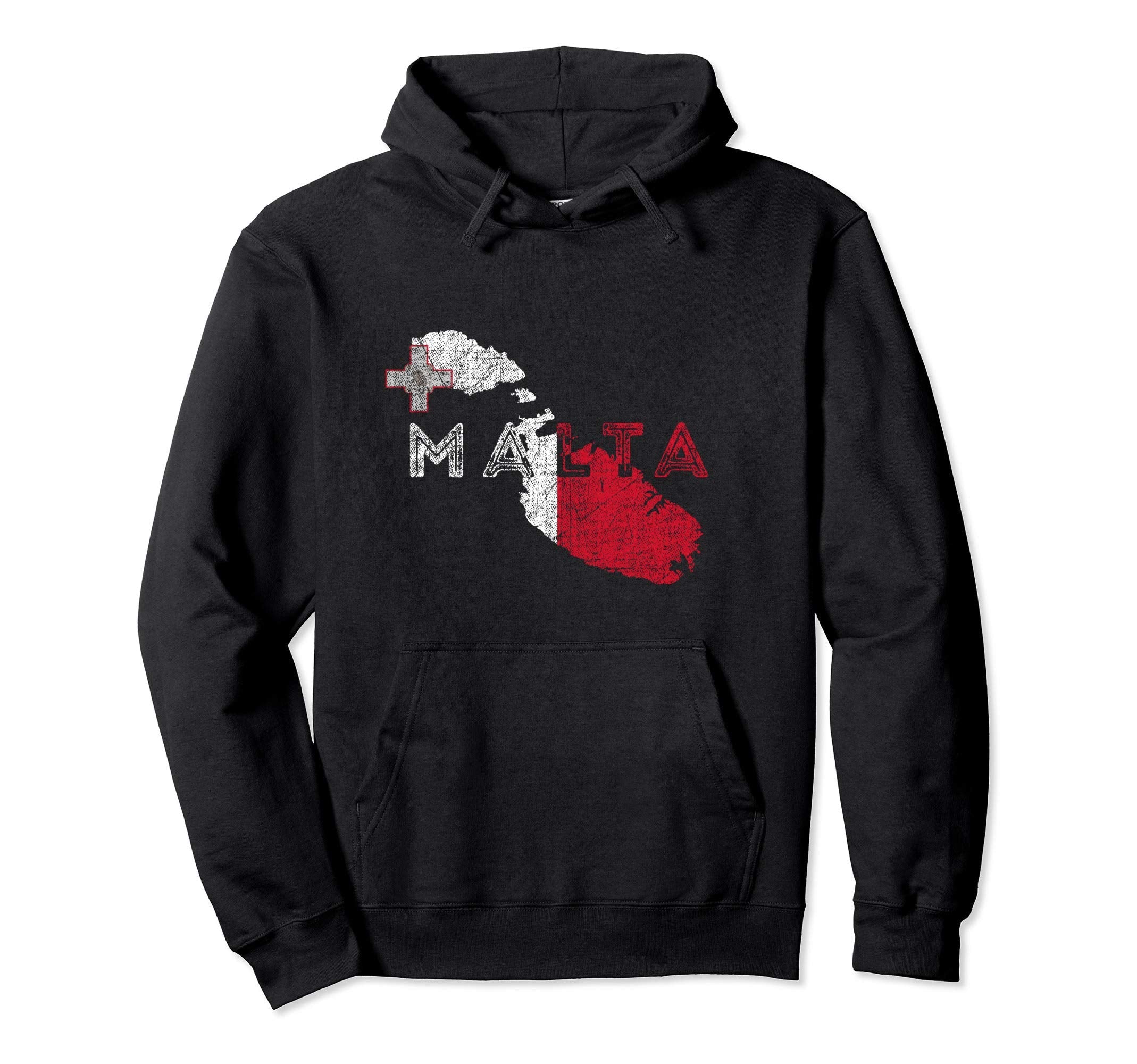 Maltese Map And Flag Distressed Malta Hoodie - Novelty Apparel for Adults