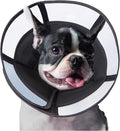 Soft Dog Cone Collar, Comfortable Pet Recovery Neck Collars After Surgery for Large Medium Dogs, Plastic Breathable Elizabethan Dog Head Circle Stop Licking, Adjustable Cones 20cm /8" Long (M Black)