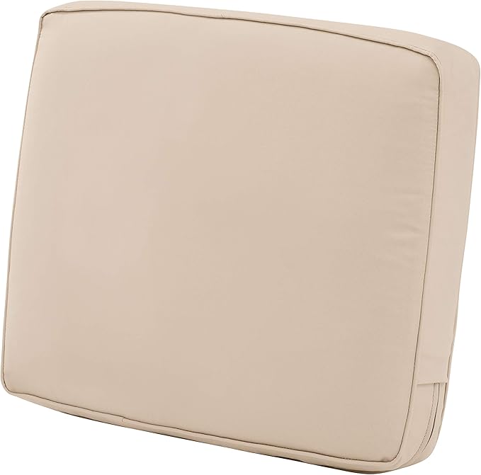 Classic Accessories Montlake Water-Resistant 21 x 22 x 4 Inch Patio Lounge Back Cushion, Antique Beige, Outdoor Loveseat Cushions