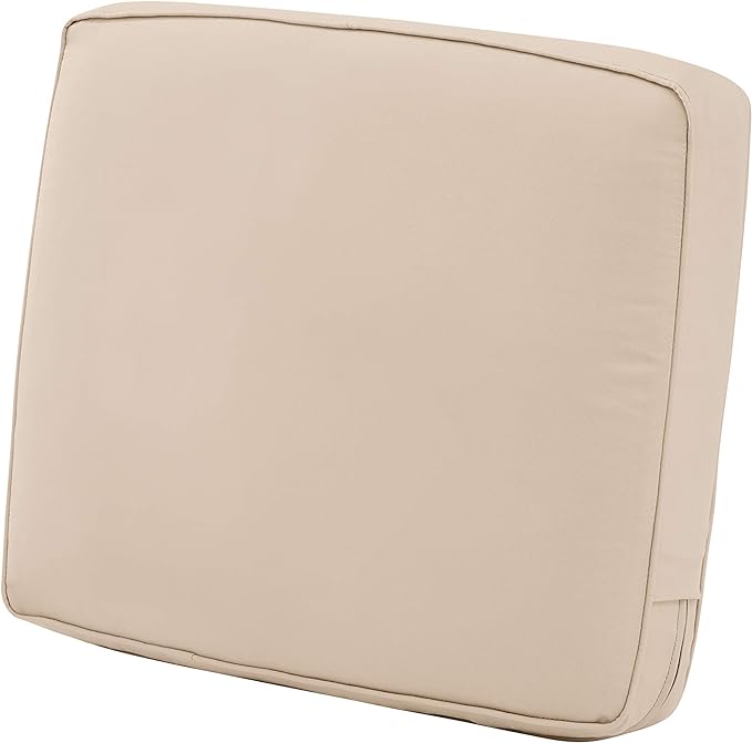 Classic Accessories Montlake Water-Resistant 23 x 22 x 4 Inch Patio Lounge Back Cushion, Antique Beige, Outdoor Loveseat Cushions
