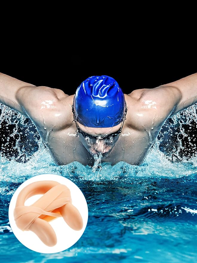 7 Pieces Swimming Nose Clip Silicone Nose Plug Protector with Elastic Rope for Kids and Adults Swimming Using