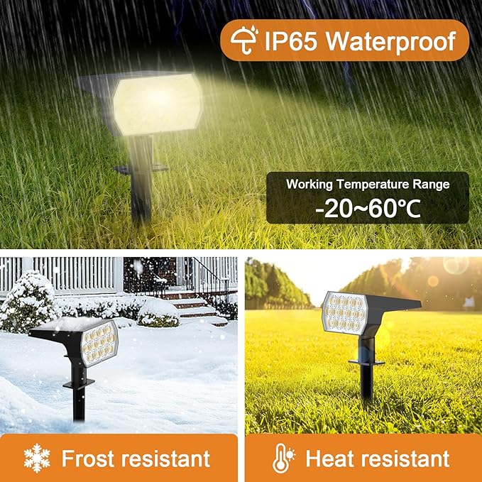 WELALO Solar Spot Lights Outdoor, [10 Pack/52 LED/3 Modes] 2-in-1 Solar Landscape Spotlights, Solar Powered Security Lights, Waterproof Wall Lights for Walkway Yard Garden Driveway(Warm White)