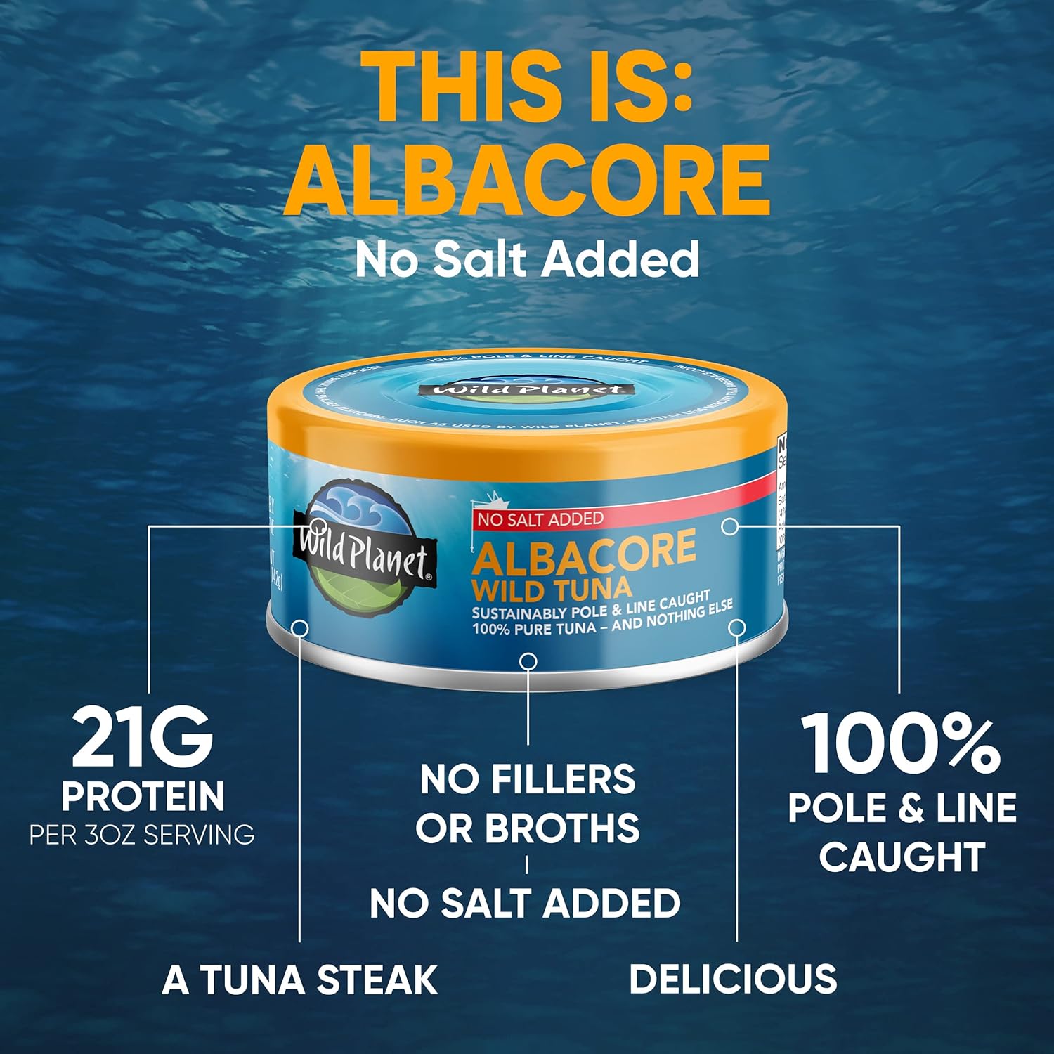 Wild Planet, Albacore Tuna, Low Mercury, Kosher, Dolphin Safe, 5 oz., Pack of 12
