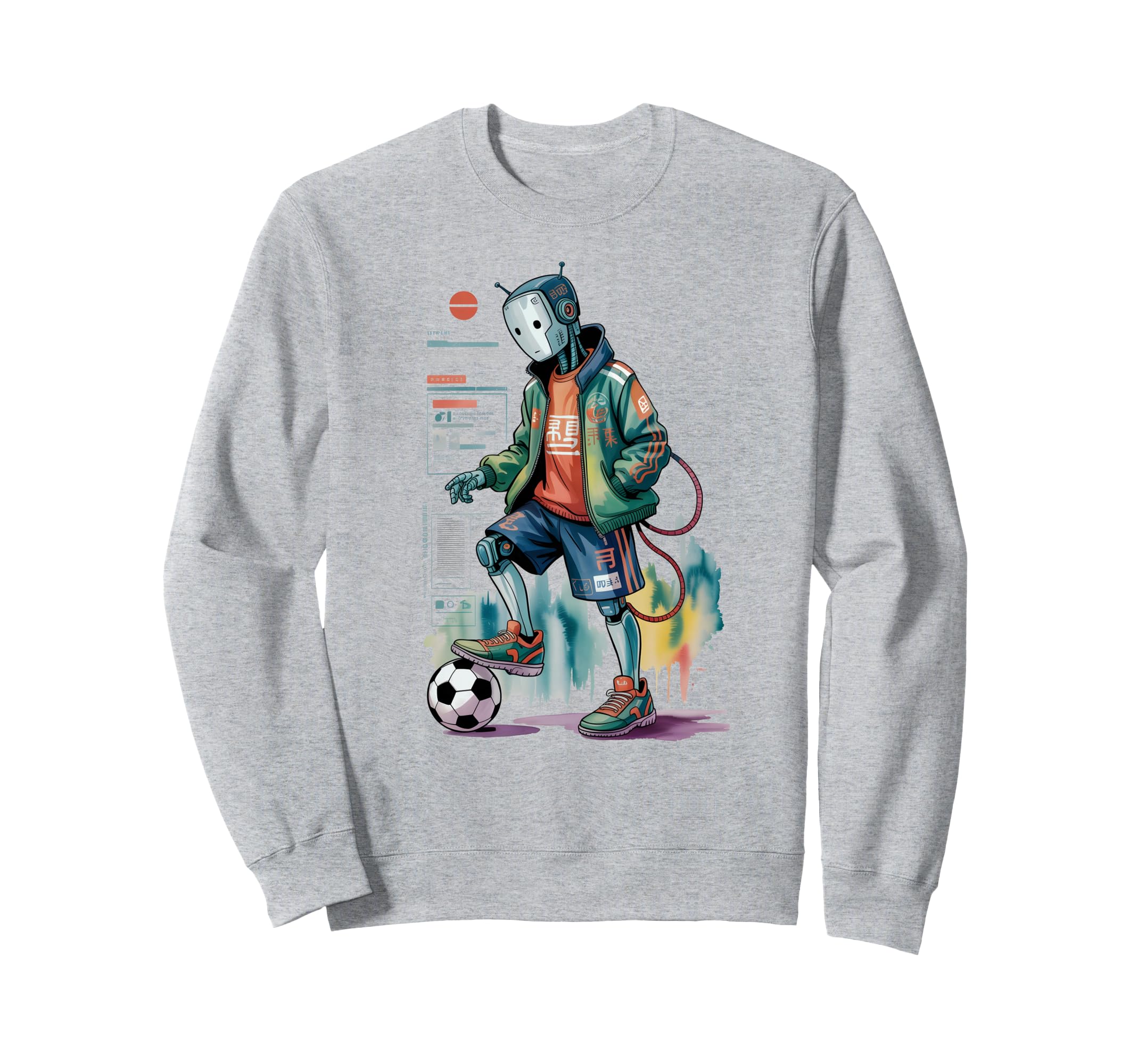 Kawaii Just Who Loves Soccer Robots Sweatshirt - Trendy Graphic Unisex