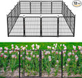 Garden Fencing 48in High No Door, 12 Panels Total 26.6Ft(L) Dog Fence Outdoor for Yard. Black Metal Fencing for Yard 4ft Tall, Flower Bed Fence, Animal Barrier Fences