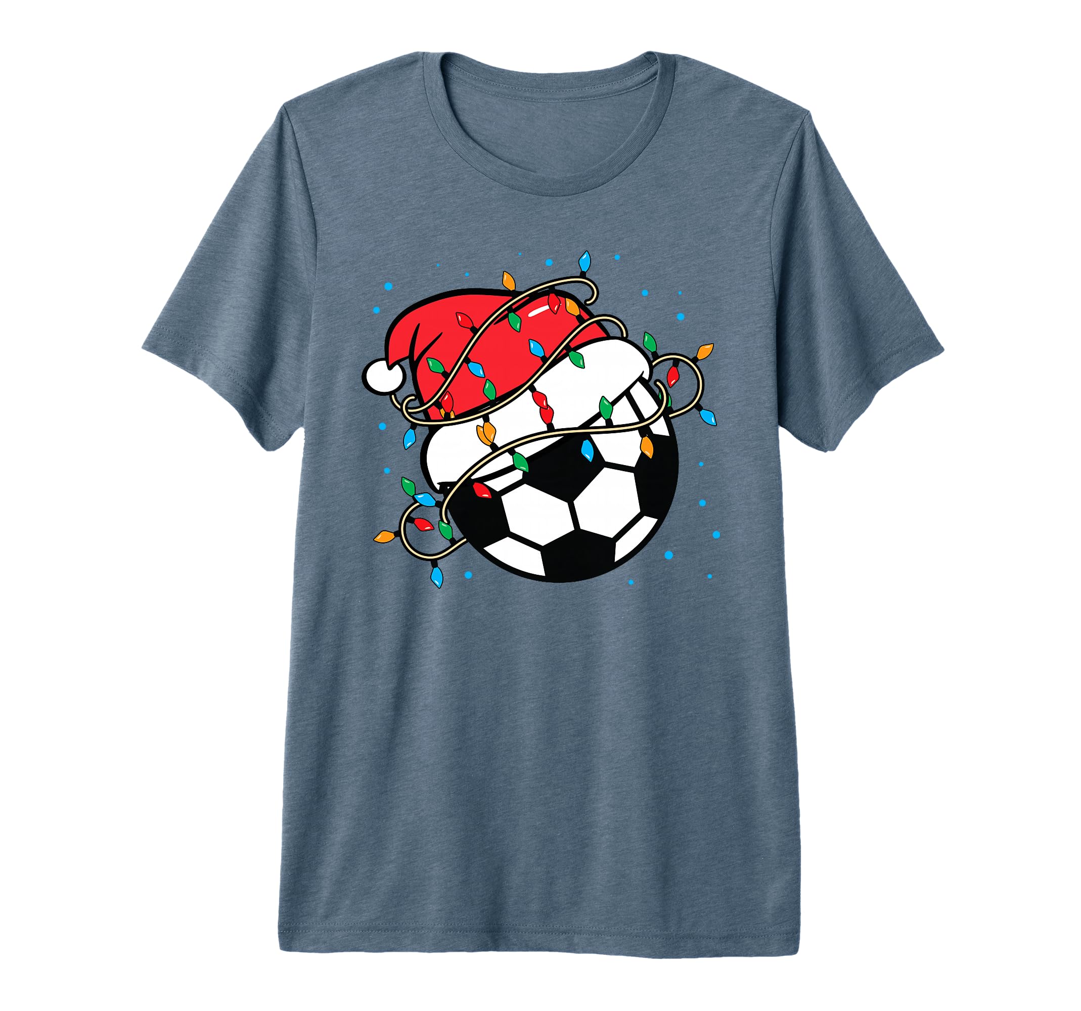 Soccer Ball Santa Hat Lights Coach T-Shirt - Aesthetic Graphic Unisex