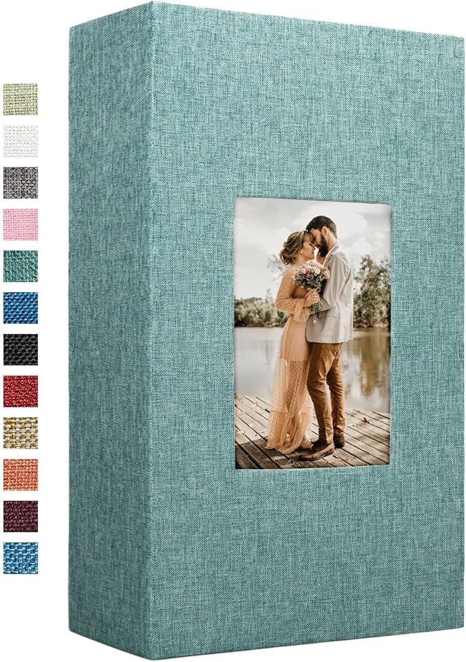 Vienrose Linen Photo Album 420 Pockets for 4x6 Photos Fabric Cover Photo Books Slip-in Picture Albums for Wedding Baby Vacation