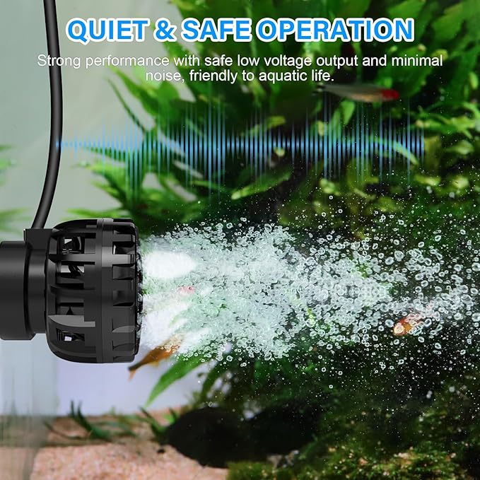 hygger Aquarium Wave Maker for 5-10 Gallon Fish Tanks, Adjustable DC Power Heads for Aquarium with Controller, Aquarium Circulation Pump With Magnetic Base for Saltwater Freshwater Tank 660 GPH