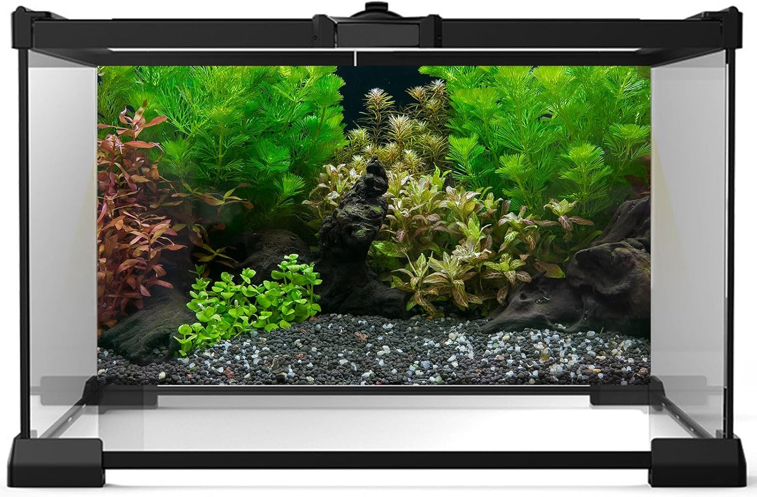 Aquarium Background Exquisite Underwater Grass Leaves with Pebbles Aquarium Backdrop Vivid Green Aquatic Plant Stone with Dead Woods and Fresh Leaves Fish Tank Wallpaper 60x24in