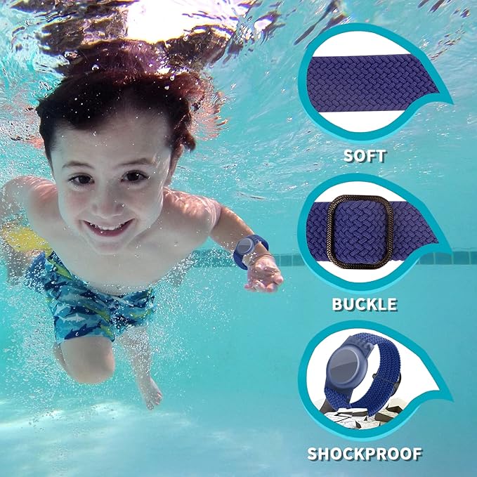 Kids Bracelet Compatible with AirTag, GPS Kid Tracker Holder Braided Wristband for Apple Air Tag, 2022 Upgraded Nylon Adjustable Anti Lost Airtag Watch Band for Kids Children Elders (blue)