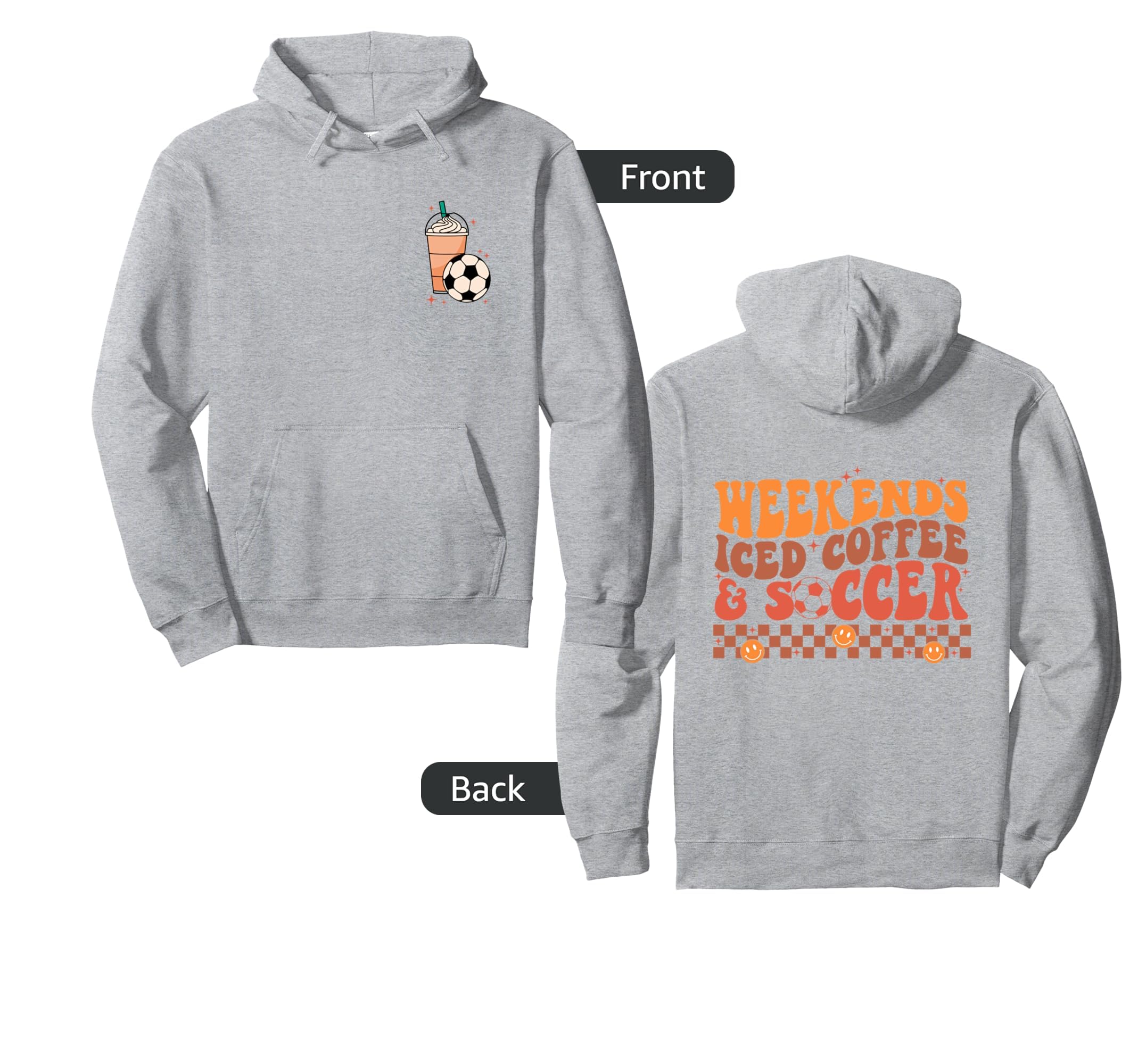 Weekends Iced Coffee And Soccer Groovy Hoodie - Unique Graphic for Adults