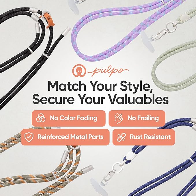 Pulpo 2-in-1 Cell Phone Wrist Strap and Lanyard Green & Orange - Anti Theft Phone Lanyard for Men & Women, Wrist Straps for Phones, Lanyards for Smartphones, Adjustable Cellphone Leash & Strap Tether
