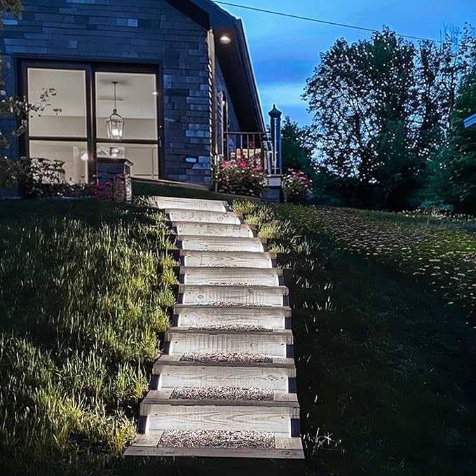 Solar Step Lights for Outside,16 Pack Solar Stair Lights Outdoor Waterproof IP67,Outdoor Deck Step Lights,Solar Outdoor Lights for Staircase,Patio,Front Step(Cool Brown)…