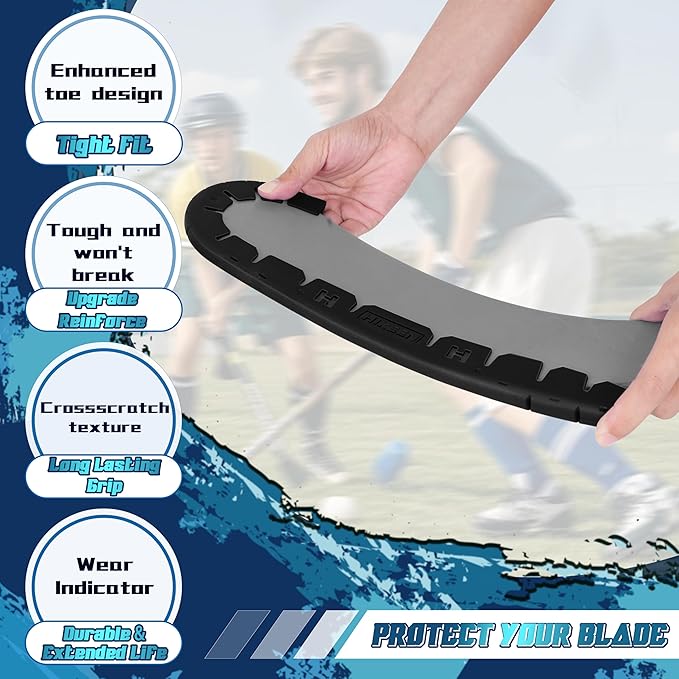 Hikeen Stick Blade Protector with 25 Wrap Ties,Wear-Resistant Hockey Blade Guard for Off Ice Training, Street Hockey, Universal Ice Hockey Traning Fit Kids, Intermediate, Senior Sticks