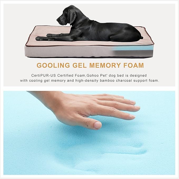 Orthopedic Memory Foam Dog Bed, Cooling Dog Beds for Medium/Large Dogs -Waterproof Pet Bed for Crate with Removable Washable Cover (M(29inch,45Lbs))